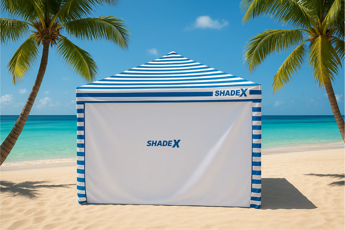 ShadeX sidewall clipped onto a CoolCabana beach cabana