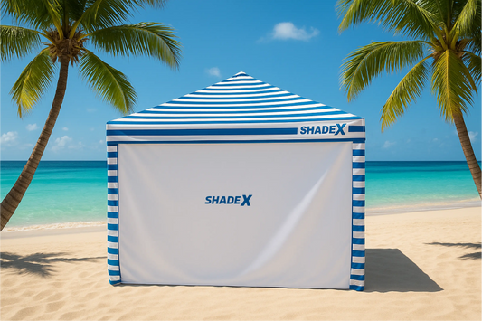 ShadeX sidewall clipped onto a CoolCabana beach cabana