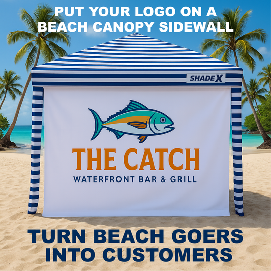 Restaurant Marketing Idea: Advertise on Beach Canopy Sidewalls with ShadeX