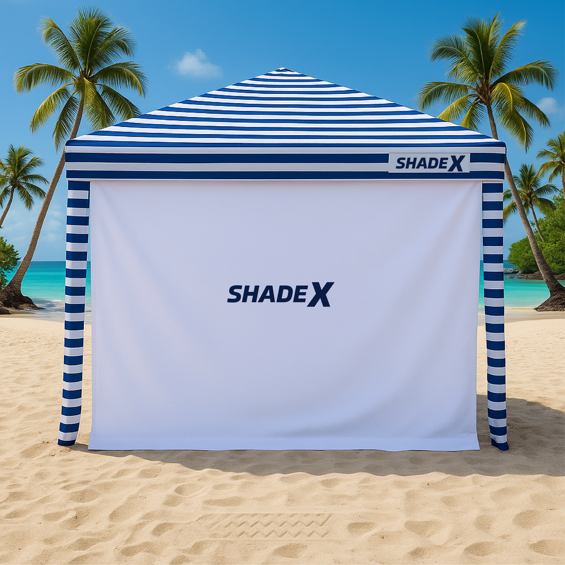 ShadeX sidewall clipped onto a CoolCabana beach cabana